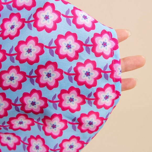 Multicolor Boho Women's Patchwork V-Neck Ruffle Waist A-Line Short Dress - Picture 8 of 8